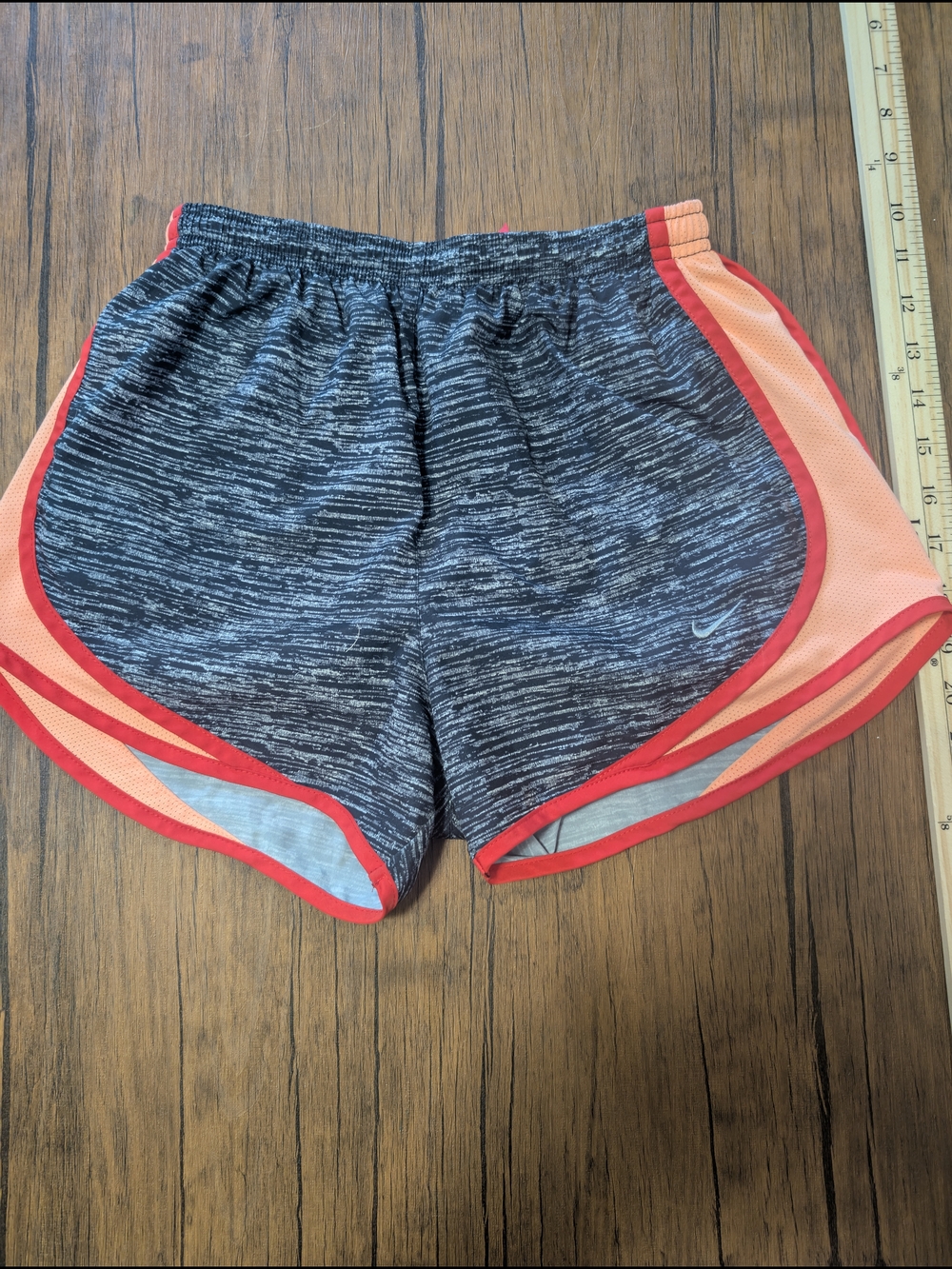 Nike Women's Gray Space-Dye Running Shorts with Coral Trim